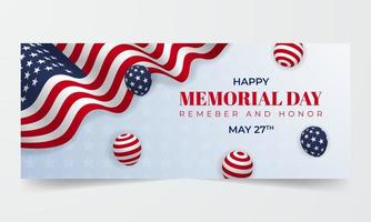 Happy Memorial Day 27. Mai Flag Illustration Banner mit dekorativem Hintergrund vektor