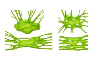 grüner Schleim. eine Reihe von gestreckten Folien auf einem weißen, isolierten Hintergrund. gruselige giftige Flüssigkeit. Vektor-Cartoon-Illustration vektor