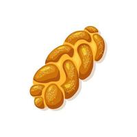 challah, holiday judisk flätad limpa på isolerade bakgrund. lördagsbröd. tecknad vektorillustration. vektor