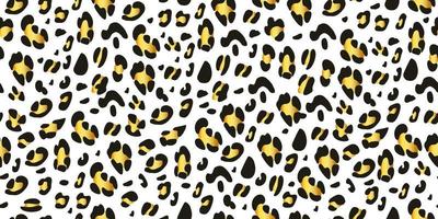 trendiga guld leopard abstrakta sömlösa mönster på en vit bakgrund. för design av modetryck, textilier, omslag, omslag, tapeter. hud av ett vilt geparddjur med en gyllene konsistens. vektor