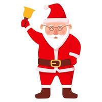 Cartoon-Weihnachtsmann hält eine Glocke. weihnachts- und neujahrsgruß. flache illustration des vektors. vektor