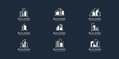 uppsättning av modern byggnad fastigheter logotyp vektor konceptsamling