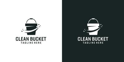 bucket paint cleaner logotyp vintage inspiration vektor