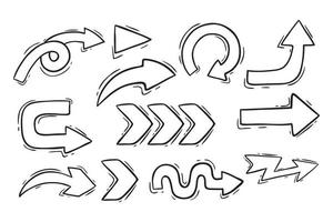 Sammlung von Handzeichnungspfeilen auf weißem Hintergrund vektor