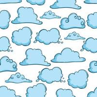 blaue Wolken in nahtlosem Muster mit Doodle-Stil vektor