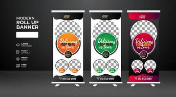 moderne und kreative rollup-banner-vorlage für lebensmittel und restaurant vektor