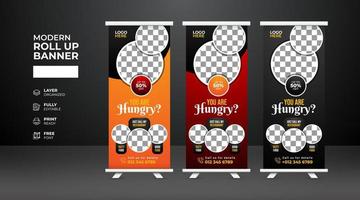 modern och kreativ mat och restaurang roll up banner mall vektor