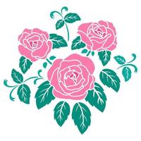 platt ros blomma dekoration vektor