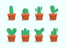 uppsättning av söt kaktus samling platt design vektor