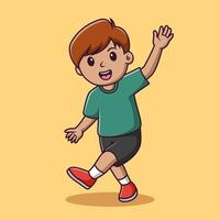 niedlicher kleiner Junge Cartoon winkende Hand, Vektor-Cartoon-Illustration, Cartoon-Clipart vektor