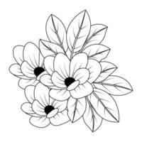 Natürliche Blume Schwarz-Weiß-Malvorlagen-Illustrations-Entwurfsdesign für Kind vektor