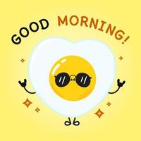 söta roliga stekt ägg god morgon-kort. vektor handritad tecknad kawaii karaktär illustration ikon. isolerad på vit bakgrund. stekt ägg karaktär koncept