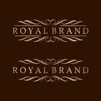 luxuriöse goldene vintage königliche wappenlogovorlage für hochzeitsveranstalter, schönheitspflege, spa oder boutique vektor