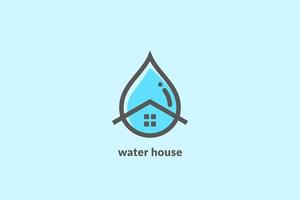 hus och vattendroppe logotyp för rörmokare, hemtjänst vektor