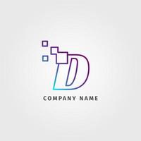 trendiger logotyp buchstabe d pixel dekoration für digitale dienstleistungsunternehmen vektor