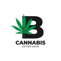 buchstabe b mit designelement des cannabisblattvektorlogos vektor