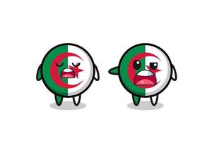 Illustration des Streits zwischen zwei niedlichen Algerien-Flaggenfiguren vektor