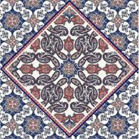 Bandana-Muster mit Paisley-Elementen. Taschentuch quadratisches Design, perfekt für Stoff, Dekoration oder Papier vektor