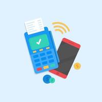 Mobiles Bezahlen über ein Smartphone-Terminal, Kurzstrecken-Kommunikationstechnologie, Online-Banking. vektor