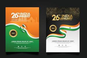 Set Poster Promotions Indien Happy Republic Day Hintergrundvorlage vektor