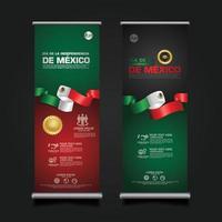 Mexikos självständighetsfirande, roll up banner set designmall. vektor illustration