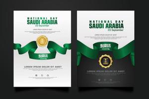 saudi arabien happy national day hintergrundvorlage mit arabischer kalligrafie. vektor