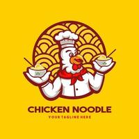 Chicken Noodle Restaurant Maskottchen Logo Design Illustration Vektor