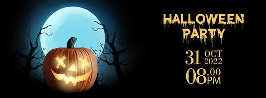 halloween fest affisch. pumpa på månen. banner. linkedin-omslag, facebook-omslag, instagram-inlägg