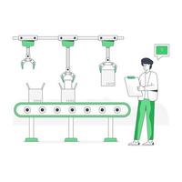 robotförpackning, platt illustration av industriautomation vektor