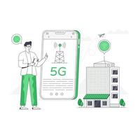 Eine kunstvoll gestaltete flache Illustration der 5g-Technologie vektor