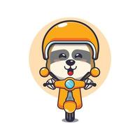 süße Faultier-Maskottchen-Zeichentrickfigur fährt auf Roller vektor