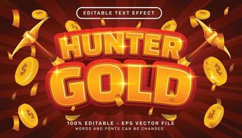 Hunter Gold 3D-Texteffekt und bearbeitbarer Texteffekt mit Münzillustration