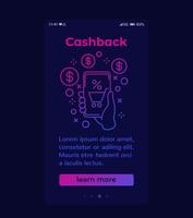 cashback banner design med linje ikon, vektor