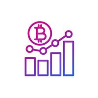 Bitcoin växande ikon med diagram, linje vektor