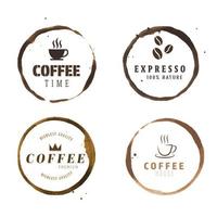 Vektor-Ring-Cup-Fleck, Kaffee-Logo, Grunge-Logo-Kaffee. vektor