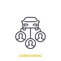 Symbol für Carsharing-Vektorlinie auf Weiß vektor