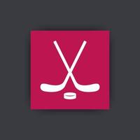 Eishockey-Symbol, zwei Stöcke und Puck vektor