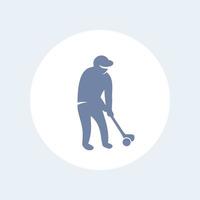 Golfsymbol, Golfspieler, Golfer rundes isoliertes Symbol, Vektorillustration vektor