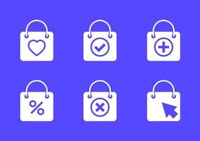 Online-Shopping, E-Commerce-Symbole mit Tasche, Vektor