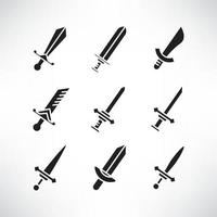 Schwert Waffe Icons Set vektor