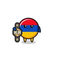Armenien-Flaggen-Maskottchen-Charakter als MMA-Kämpfer mit dem Champion-Gürtel vektor