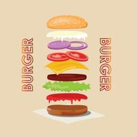 läcker stack burger illustration vektor