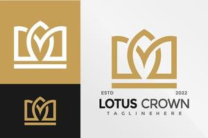 m lotus krona logotyp design vektor illustration mall