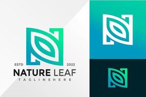 bokstaven n natur blad kreativ logotyp design vektor illustration mall