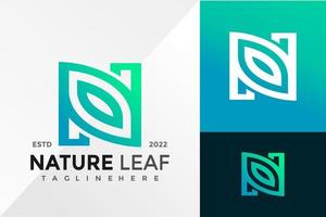 buchstabe n natur blatt kreative logo design vektor illustration vorlage