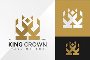 bokstaven k kung krona elegant logotyp design vektor illustration mall