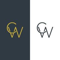 första bokstaven cw logotyp design vektor