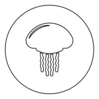 Quallen-Symbol im Kreis rund schwarz Farbe Vektor Illustration Bild Umriss Konturlinie dünnen Stil