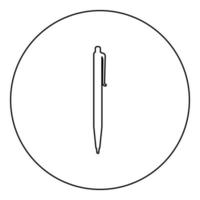 Stift-Kugelschreiber-Symbol im Kreis rund schwarz Farbe Vektor Illustration Bild Umriss Konturlinie dünnen Stil