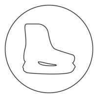 Schlittschuh Sport Hockey Boot Eiskunstlauf Eisbahn Ausrüstung Schuhe Symbol im Kreis rund schwarz Farbe Vektor Illustration Bild Umriss Konturlinie dünnen Stil